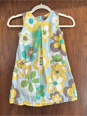 Vintage Mini Boden Floral A-Line Dress in Yellow, Green & Blue